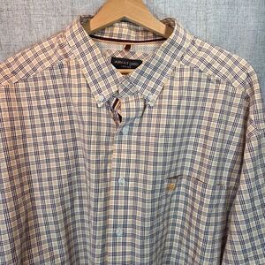 Ariat Pro Series Mens Orange Plaid Long Sleeve Button Down Shirt 3XL